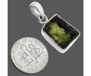 Genuine Czech Moldavite Rough Pendant SDP157454 P-1001, 12x15 mm