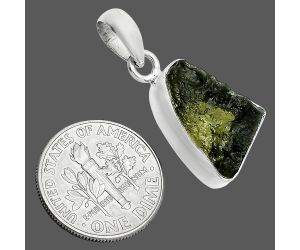 Genuine Czech Moldavite Rough Pendant SDP157455 P-1001, 12x18 mm