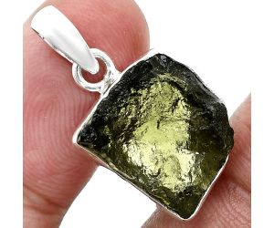 Genuine Czech Moldavite Rough Pendant SDP157457 P-1001, 14x15 mm