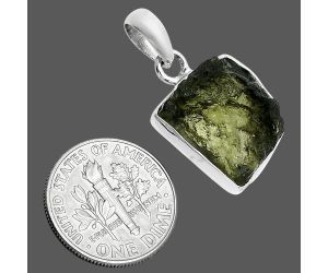 Genuine Czech Moldavite Rough Pendant SDP157457 P-1001, 14x15 mm