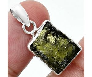 Genuine Czech Moldavite Rough Pendant SDP157458 P-1001, 12x15 mm