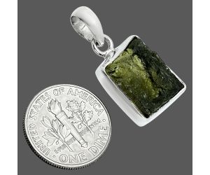 Genuine Czech Moldavite Rough Pendant SDP157458 P-1001, 12x15 mm