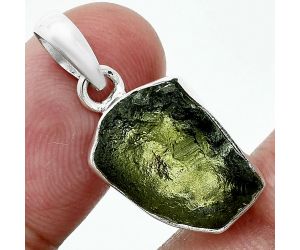 Genuine Czech Moldavite Rough Pendant SDP157459 P-1001, 12x16 mm