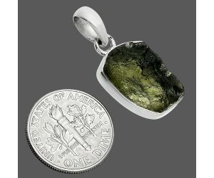 Genuine Czech Moldavite Rough Pendant SDP157459 P-1001, 12x16 mm