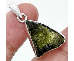 Genuine Czech Moldavite Rough Pendant SDP157460 P-1001, 16x20 mm