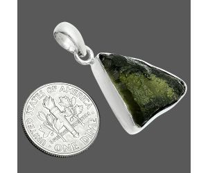 Genuine Czech Moldavite Rough Pendant SDP157460 P-1001, 16x20 mm