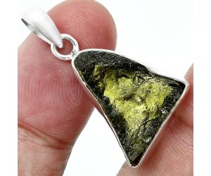 Genuine Czech Moldavite Rough Pendant SDP157461 P-1001, 15x21 mm