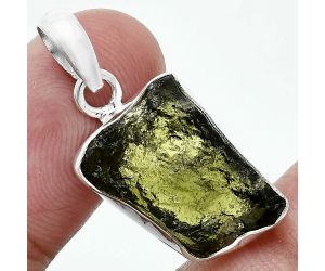 Genuine Czech Moldavite Rough Pendant SDP157462 P-1001, 13x18 mm