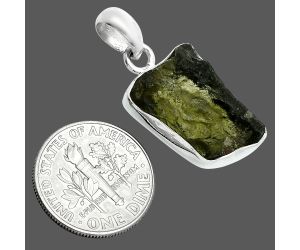 Genuine Czech Moldavite Rough Pendant SDP157462 P-1001, 13x18 mm