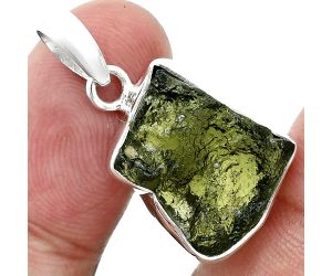 Genuine Czech Moldavite Rough Pendant SDP157463 P-1001, 14x17 mm