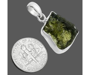 Genuine Czech Moldavite Rough Pendant SDP157463 P-1001, 14x17 mm