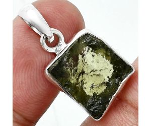 Genuine Czech Moldavite Rough Pendant SDP157464 P-1001, 12x14 mm