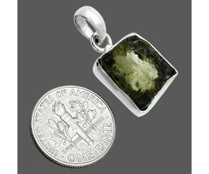 Genuine Czech Moldavite Rough Pendant SDP157464 P-1001, 12x14 mm