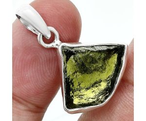 Genuine Czech Moldavite Rough Pendant SDP157466 P-1001, 15x18 mm