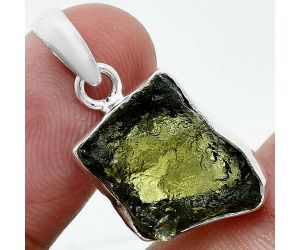 Genuine Czech Moldavite Rough Pendant SDP157468 P-1001, 13x16 mm