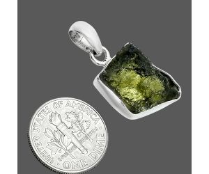 Genuine Czech Moldavite Rough Pendant SDP157468 P-1001, 13x16 mm