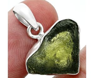 Genuine Czech Moldavite Rough Pendant SDP157469 P-1001, 13x19 mm