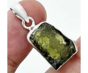 Genuine Czech Moldavite Rough Pendant SDP157470 P-1001, 12x16 mm