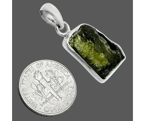 Genuine Czech Moldavite Rough Pendant SDP157470 P-1001, 12x16 mm