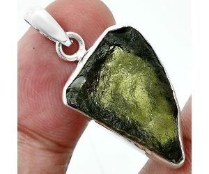 Genuine Czech Moldavite Rough Pendant SDP157475 P-1001, 16x23 mm