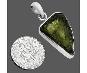 Genuine Czech Moldavite Rough Pendant SDP157475 P-1001, 16x23 mm