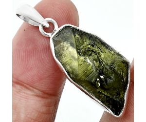 Genuine Czech Moldavite Rough Pendant SDP157476 P-1001, 13x25 mm