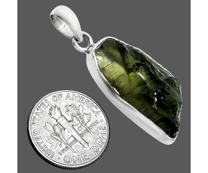 Genuine Czech Moldavite Rough Pendant SDP157476 P-1001, 13x25 mm