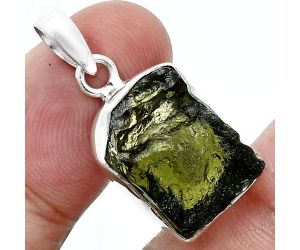 Genuine Czech Moldavite Rough Pendant SDP157477 P-1001, 13x17 mm