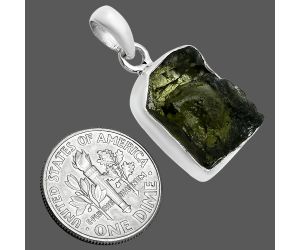 Genuine Czech Moldavite Rough Pendant SDP157477 P-1001, 13x17 mm