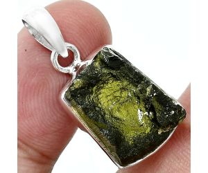 Genuine Czech Moldavite Rough Pendant SDP157478 P-1001, 13x17 mm