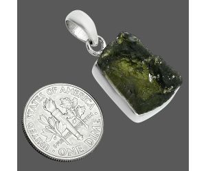 Genuine Czech Moldavite Rough Pendant SDP157478 P-1001, 13x17 mm