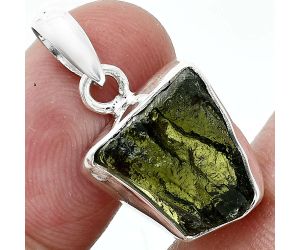 Genuine Czech Moldavite Rough Pendant SDP157479 P-1001, 12x14 mm