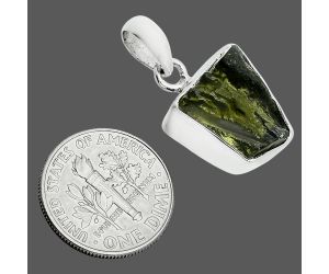 Genuine Czech Moldavite Rough Pendant SDP157479 P-1001, 12x14 mm