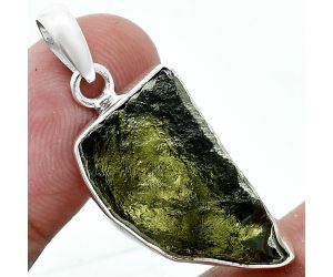 Genuine Czech Moldavite Rough Pendant SDP157480 P-1001, 14x23 mm