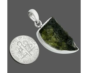 Genuine Czech Moldavite Rough Pendant SDP157480 P-1001, 14x23 mm