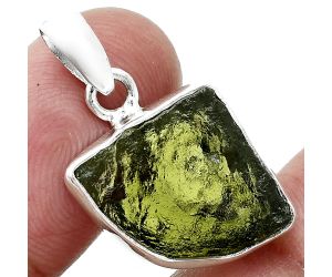 Genuine Czech Moldavite Rough Pendant SDP157482 P-1001, 16x20 mm