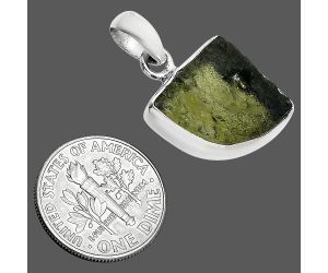 Genuine Czech Moldavite Rough Pendant SDP157482 P-1001, 16x20 mm