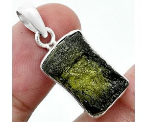 Genuine Czech Moldavite Rough Pendant SDP157483 P-1001, 12x18 mm