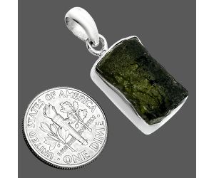 Genuine Czech Moldavite Rough Pendant SDP157483 P-1001, 12x18 mm