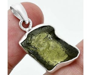 Genuine Czech Moldavite Rough Pendant SDP157486 P-1001, 13x18 mm