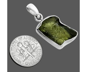 Genuine Czech Moldavite Rough Pendant SDP157486 P-1001, 13x18 mm