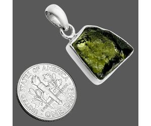 Genuine Czech Moldavite Rough Pendant SDP157487 P-1001, 15x15 mm