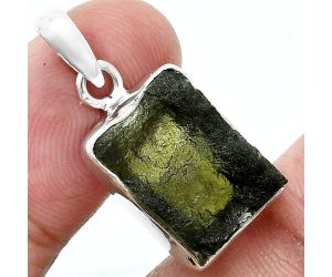 Genuine Czech Moldavite Rough Pendant SDP157488 P-1001, 12x17 mm