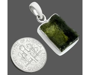 Genuine Czech Moldavite Rough Pendant SDP157488 P-1001, 12x17 mm