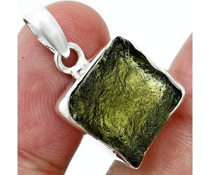 Genuine Czech Moldavite Rough Pendant SDP157489 P-1001, 14x14 mm