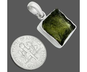 Genuine Czech Moldavite Rough Pendant SDP157489 P-1001, 14x14 mm