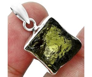 Genuine Czech Moldavite Rough Pendant SDP157490 P-1001, 15x15 mm