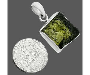 Genuine Czech Moldavite Rough Pendant SDP157490 P-1001, 15x15 mm