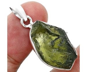 Genuine Czech Moldavite Rough Pendant SDP157492 P-1001, 14x22 mm