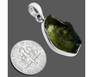 Genuine Czech Moldavite Rough Pendant SDP157492 P-1001, 14x22 mm